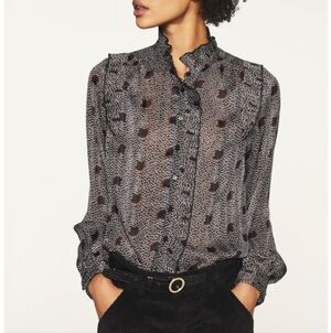 ba&sh precious button down Shirt ruffle frill Blouse